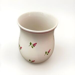 Vintage Teleflora Gift Floral Tulip Vase White Ceramic Pink Rose 5” Cottagecore
